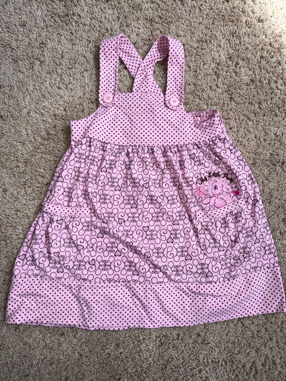 My Little Pony Pink Dress with Black Polka Dots and balloon pattern w/pockets